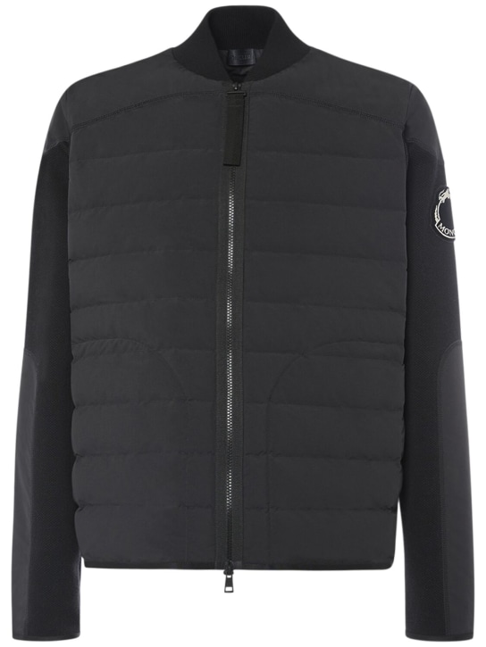Moncler: CNY cotton & tech zip-up cardigan jacket - Black - men_0 | Luisa Via Roma