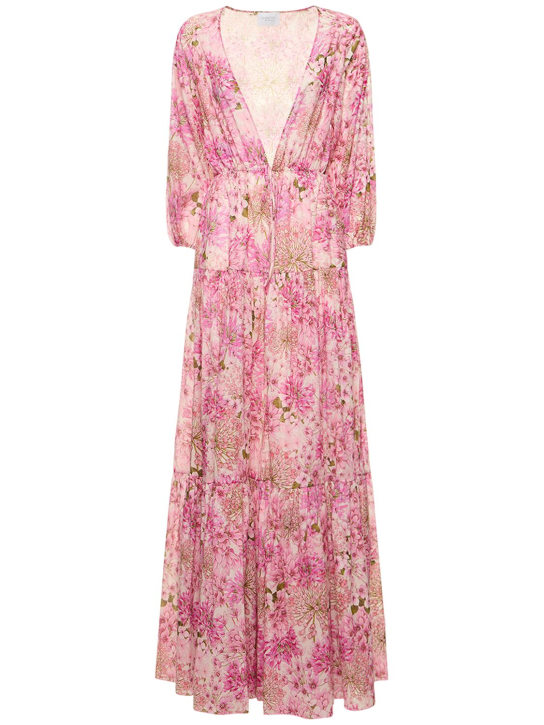 Giambattista Valli: Printed cotton long caftan dress - Pink - women_0 | Luisa Via Roma
