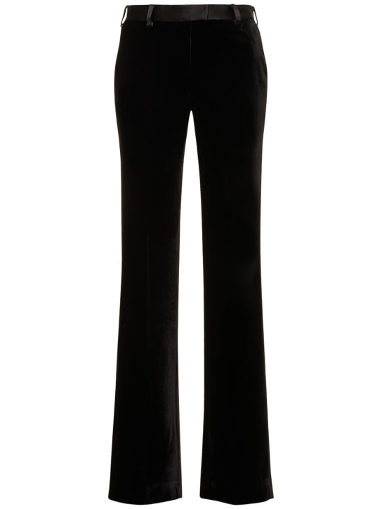 Palm Angels: Velvet suit pants - Siyah - women_0 | Luisa Via Roma