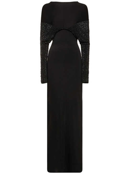 16arlington: Vestido largo de jersey con decoraciones - Negro - women_0 | Luisa Via Roma