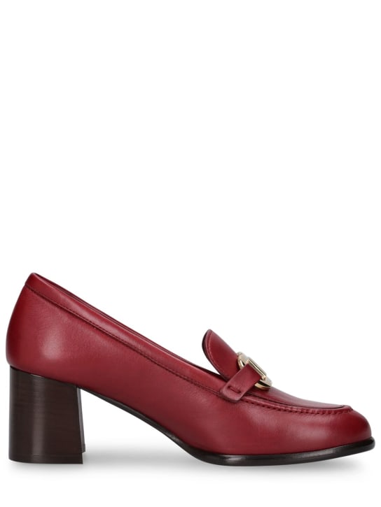 Ferragamo: 60毫米Marlena皮革高跟鞋 - 酒红色 - women_0 | Luisa Via Roma