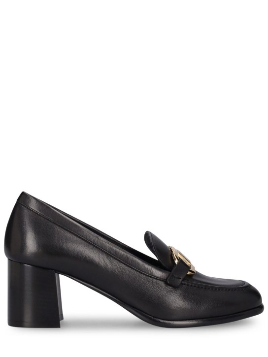 Ferragamo: 60毫米Marlena皮革高跟鞋 - 黑色 - women_0 | Luisa Via Roma