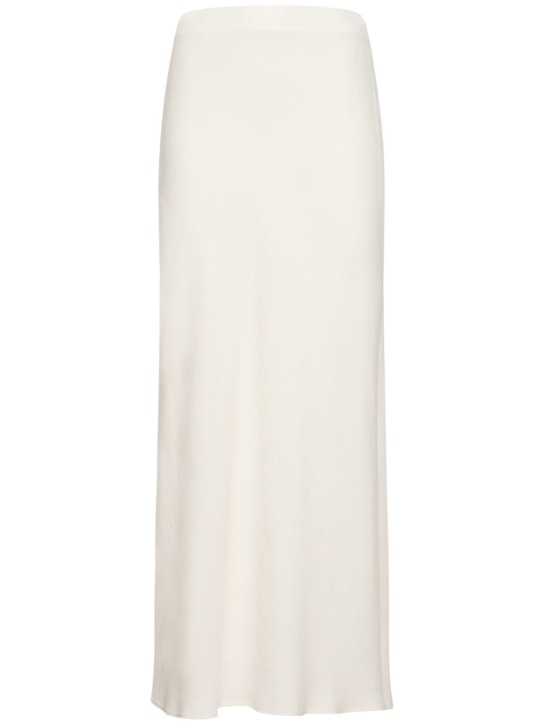 Brunello Cucinelli: Fluid twill long skirt - White - women_0 | Luisa Via Roma
