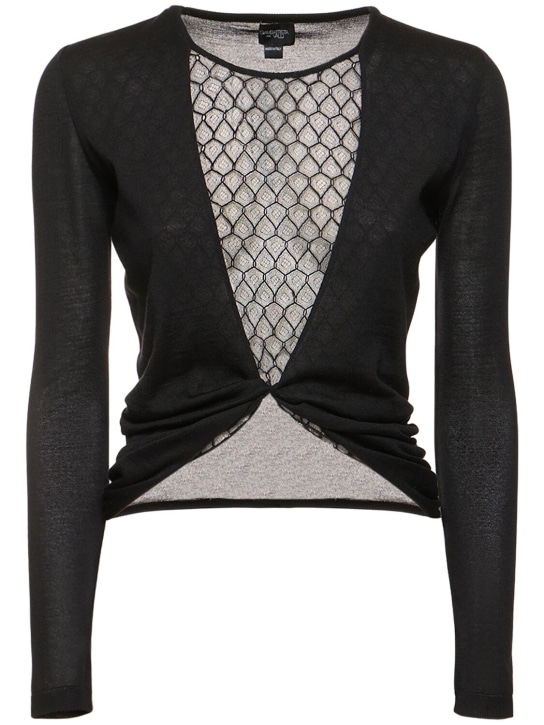 Giambattista Valli: Cashmere & silk knit long sleeve top - Black - women_0 | Luisa Via Roma