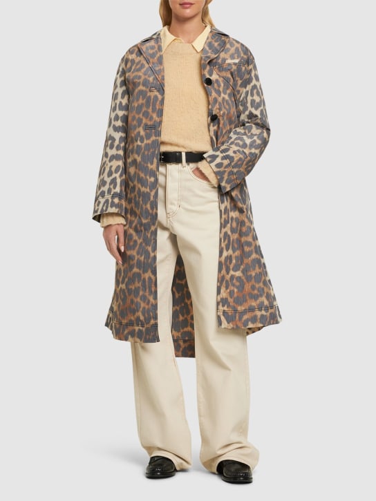 GANNI: Manteau en tissu technique léopard - Multicolore - women_1 | Luisa Via Roma