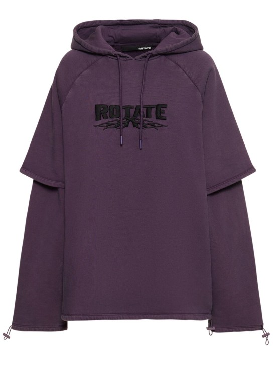 Rotate: Enzyme cotton sweatshirt hoodie - Purple - women_0 | Luisa Via Roma