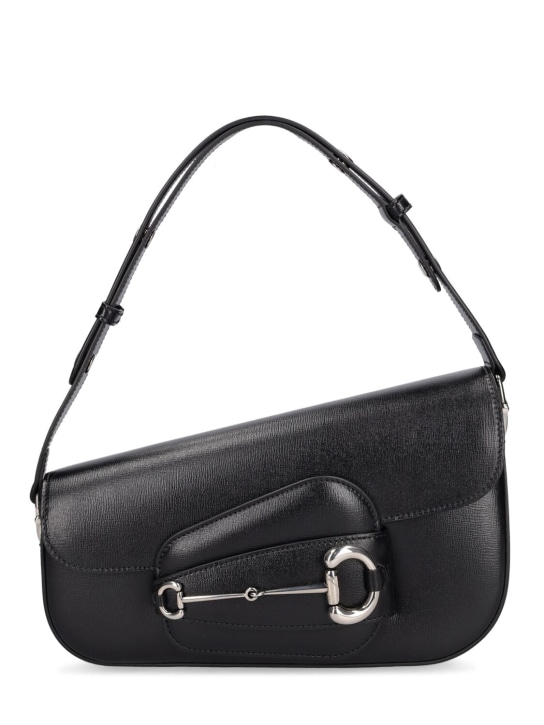 Gucci: Horsebit 1955 leather shoulder bag - Siyah - women_0 | Luisa Via Roma