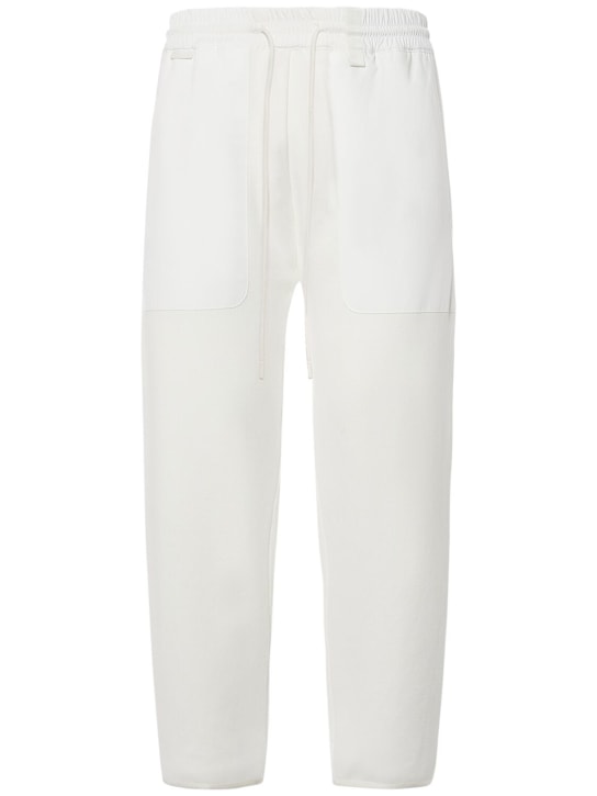 Moncler: CNY cotton jogging sweatpants - White - men_0 | Luisa Via Roma