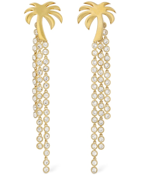 Palm Angels: Palm pendant brass & glass earrings - Altın Rengi - women_0 | Luisa Via Roma