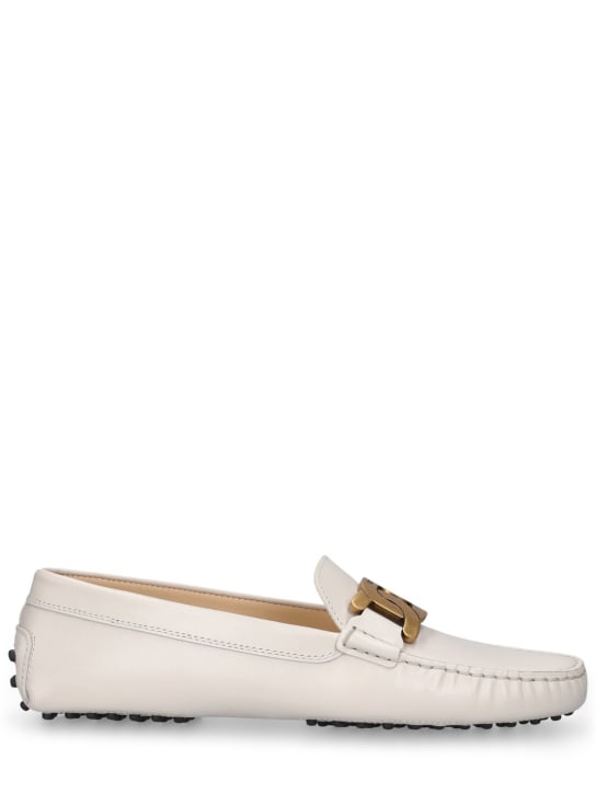 Tod's: Gommini leather loafers - Off White - women_0 | Luisa Via Roma