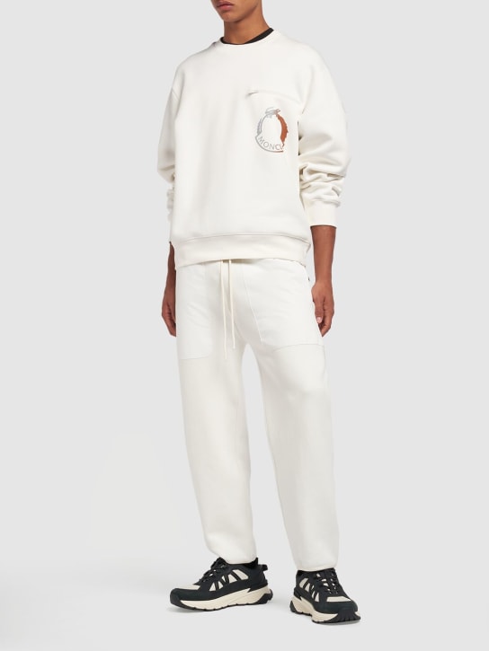 Moncler: CNY cotton blend crewneck sweatshirt - White - men_1 | Luisa Via Roma