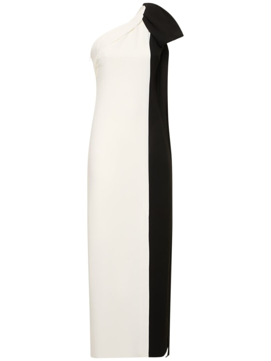 Roland Mouret: Asymmetric stretch cady bow maxi dress - White/Black - women_0 | Luisa Via Roma