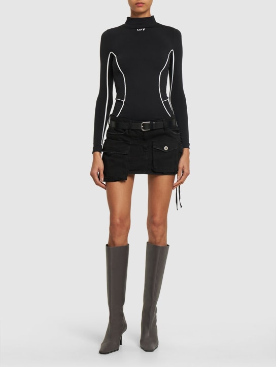 Off-White: Off stamp stretch tech long sleeve top - Black - women_1 | Luisa Via Roma