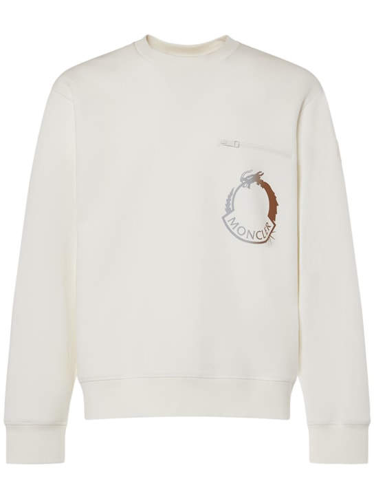 Moncler: Sweatshirt aus Baumwollmischfleece „CNY“ - Weiß - men_0 | Luisa Via Roma