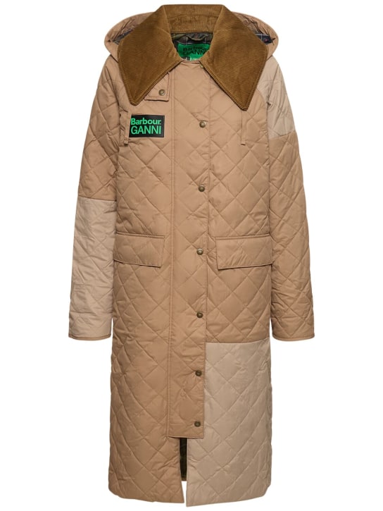 BARBOUR: Barbour x Ganni quilted Burghley jacket - Brown - women_0 | Luisa Via Roma
