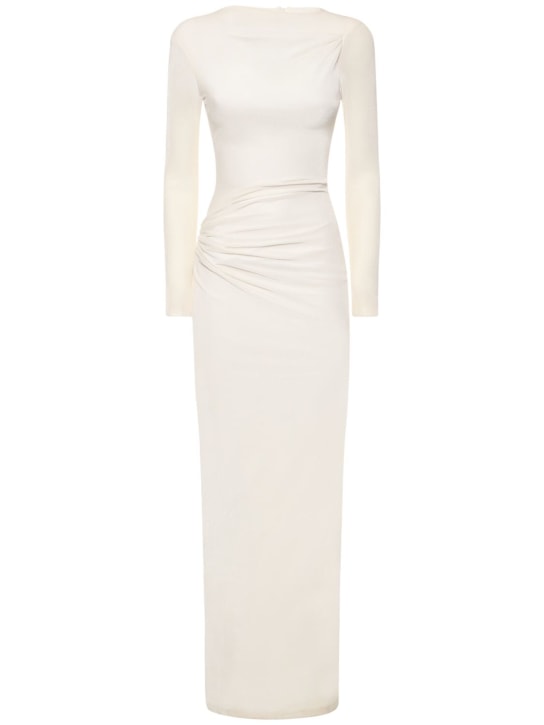 16arlington: Nubria draped velvet maxi dress - Beyaz - women_0 | Luisa Via Roma
