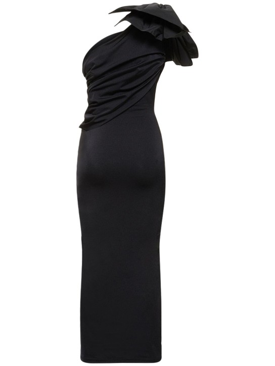 Giambattista Valli: Lycra one shoulder draped long dress - Black - women_4 | Luisa Via Roma