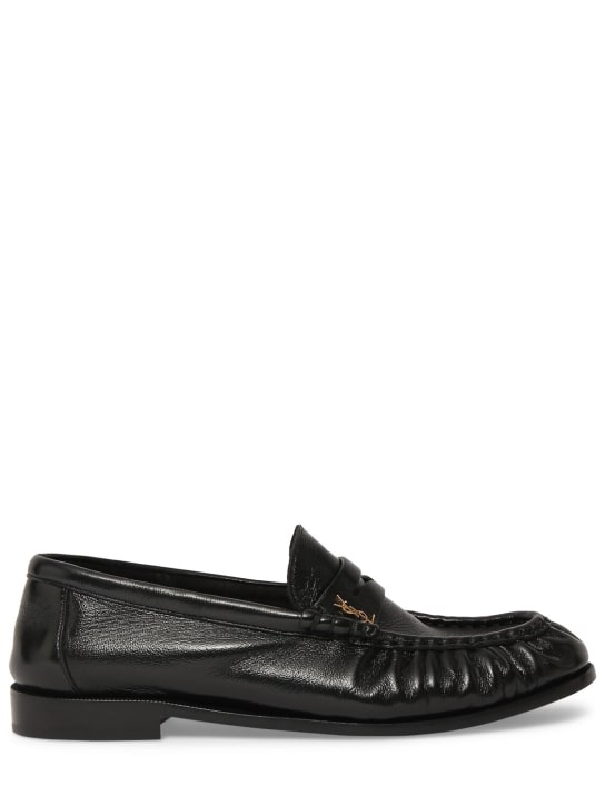 Saint Laurent: 15mm Le Loafer leather loafers - Siyah - women_0 | Luisa Via Roma