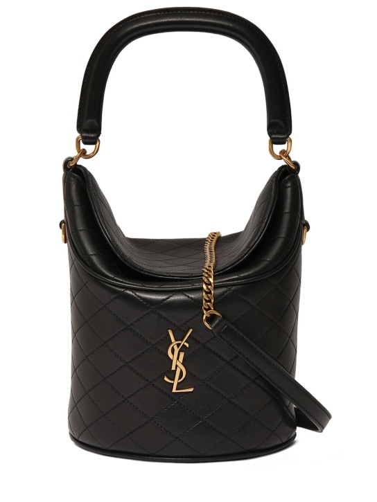 Saint Laurent: Mini Gaby leather top handle bag - Black - women_0 | Luisa Via Roma