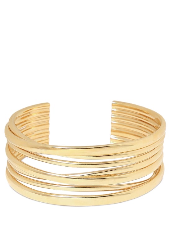 Saint Laurent: Brass multi-wire cuff bracelet - Gold - women_0 | Luisa Via Roma