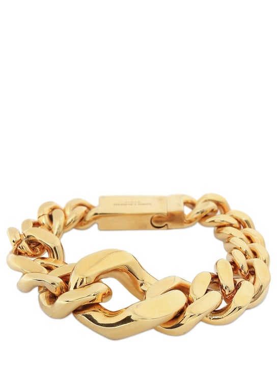 Saint Laurent: 大廓型黄铜链条手链 - 金色 - women_0 | Luisa Via Roma