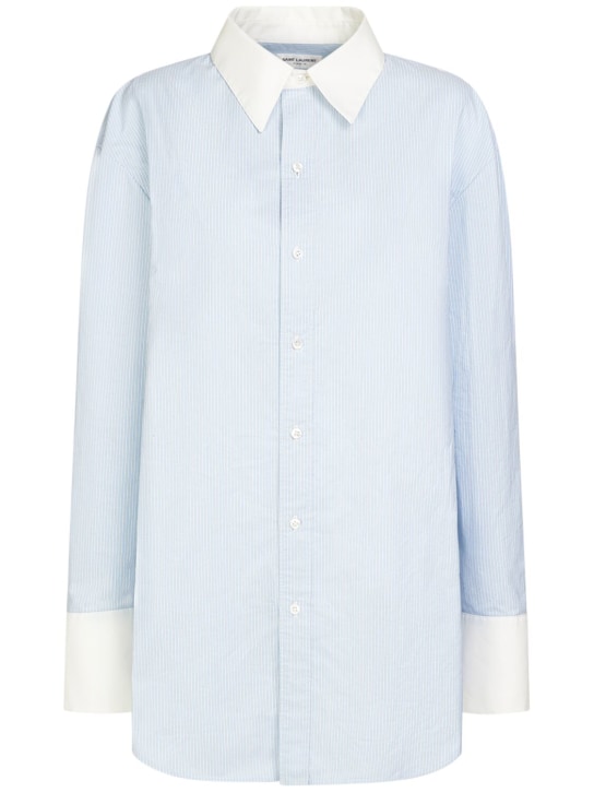 Saint Laurent: Cotton shirt - Mavi/Beyaz - women_0 | Luisa Via Roma