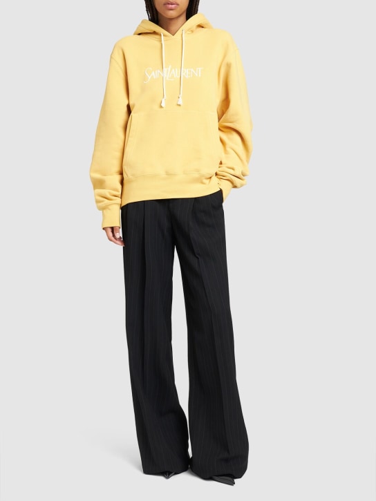 Saint Laurent: Cotton hoodie w/ vintage embroidery - Yellow - women_1 | Luisa Via Roma