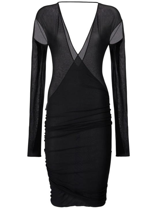 Saint Laurent: Viscose midi cutout dress - Black - women_0 | Luisa Via Roma