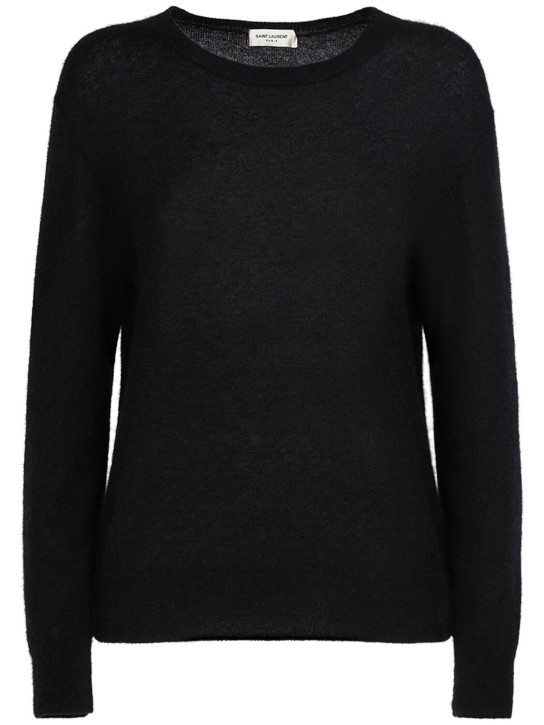 Saint Laurent: Cashmere blend crewneck sweater - Siyah - women_0 | Luisa Via Roma