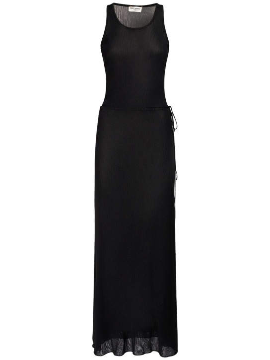 Saint Laurent: Vestido pareo de nylon - Negro - women_0 | Luisa Via Roma