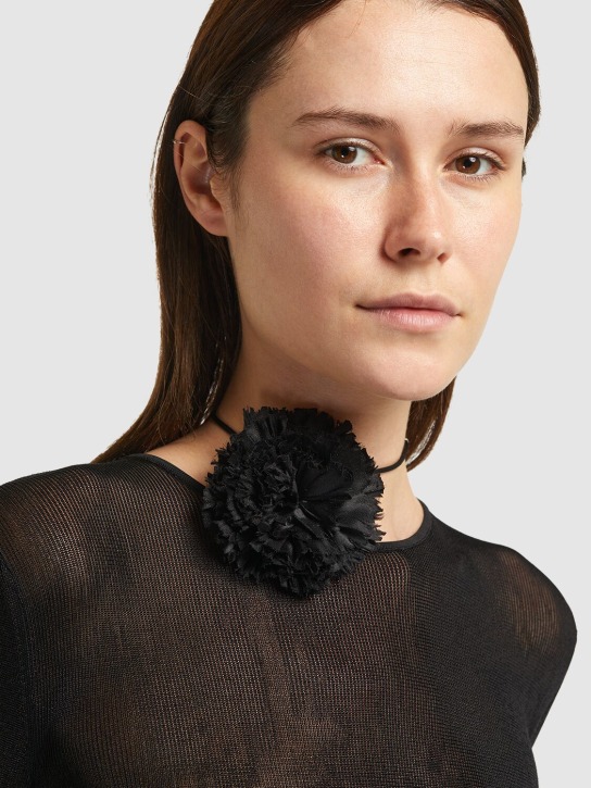 Saint Laurent: Halskette mit zerknitterter Seidenblume - women_1 | Luisa Via Roma