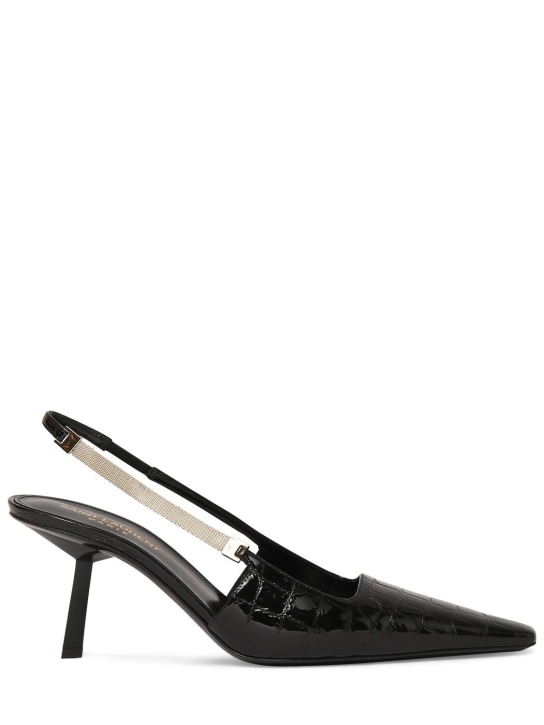 Saint Laurent: Zapatos destalonados de piel 75mm - Negro - women_0 | Luisa Via Roma