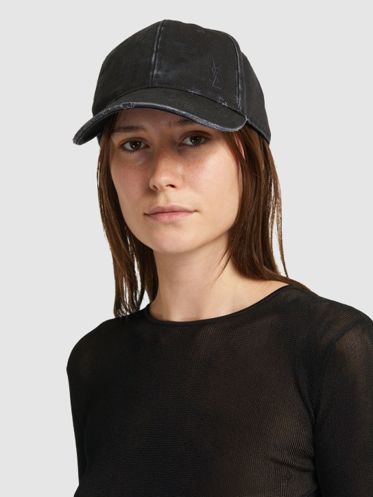 Saint Laurent: Washed denim hat - Black - women_1 | Luisa Via Roma