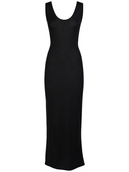 Saint Laurent: Wool blend backless dress - Black - women_0 | Luisa Via Roma
