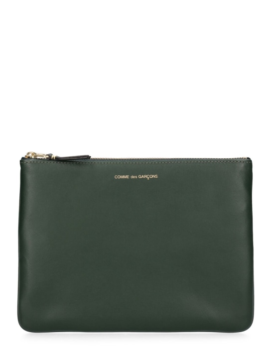 Comme des Garçons Wallet: Classic leather pouch - Bottle Green - men_0 | Luisa Via Roma