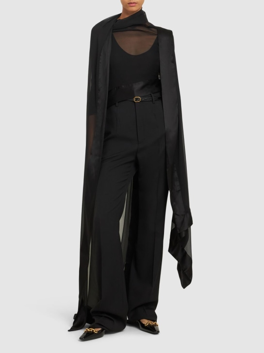 Saint Laurent: Extra long translucent silk scarf - Black - women_1 | Luisa Via Roma