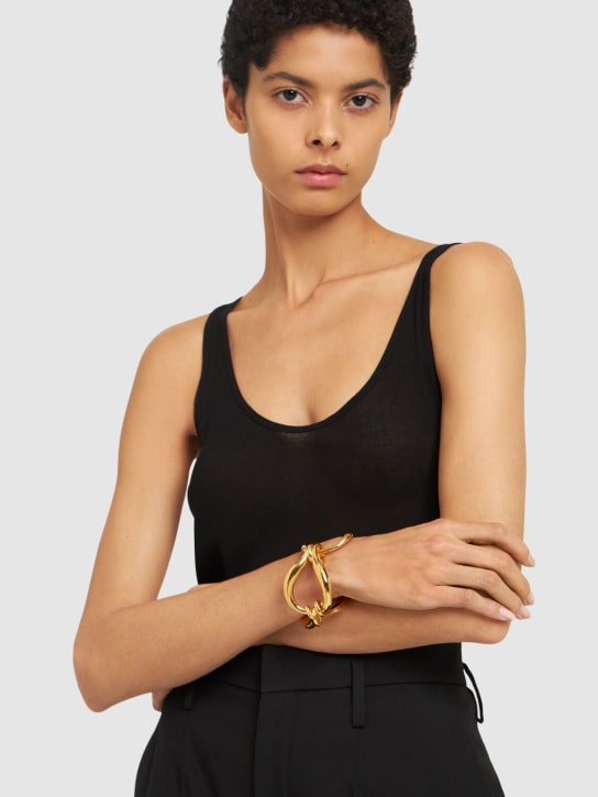 Saint Laurent: Oversize brass link bracelet - Gold - women_1 | Luisa Via Roma