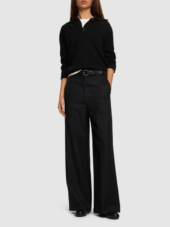 Nili Lotan: Pantalones de lana - Black Pinstripe - women_1 | Luisa Via Roma
