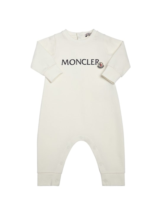 Moncler: Stretch cotton romper - White - kids-boys_0 | Luisa Via Roma