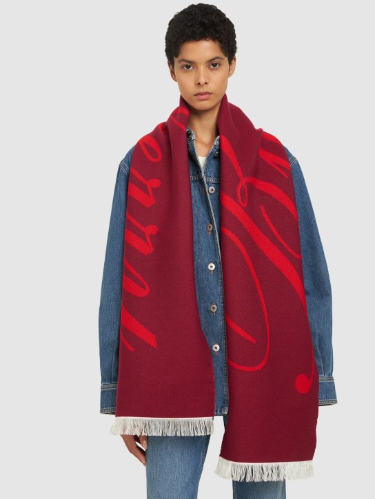 Burberry: Écharpe en jacquard de soie et laine à logo - Ripple - women_1 | Luisa Via Roma