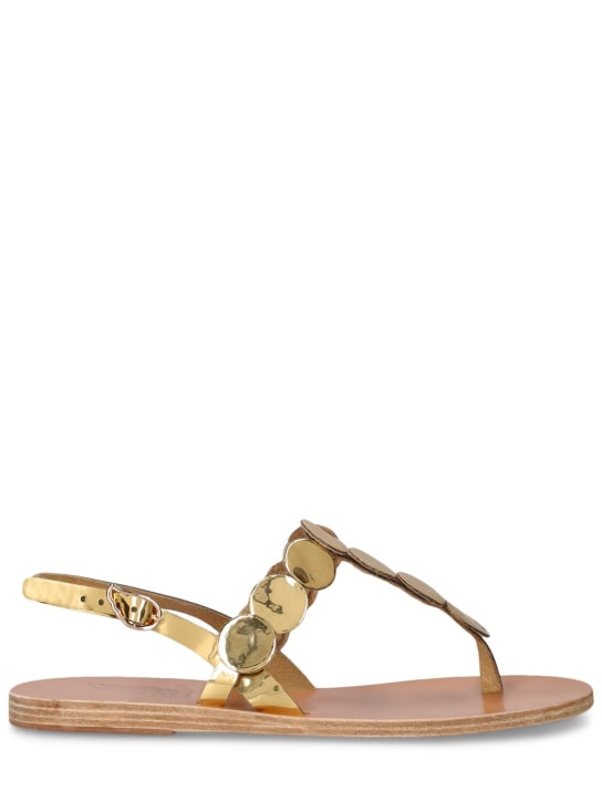 Ancient Greek Sandals: 5mm Ilios metallic leather flat sandals - Gold - women_0 | Luisa Via Roma