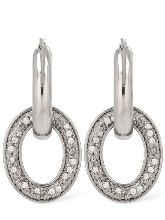 Jil Sander: BC1 double hoop 1 zircon earrings - Silver - women_0 | Luisa Via Roma