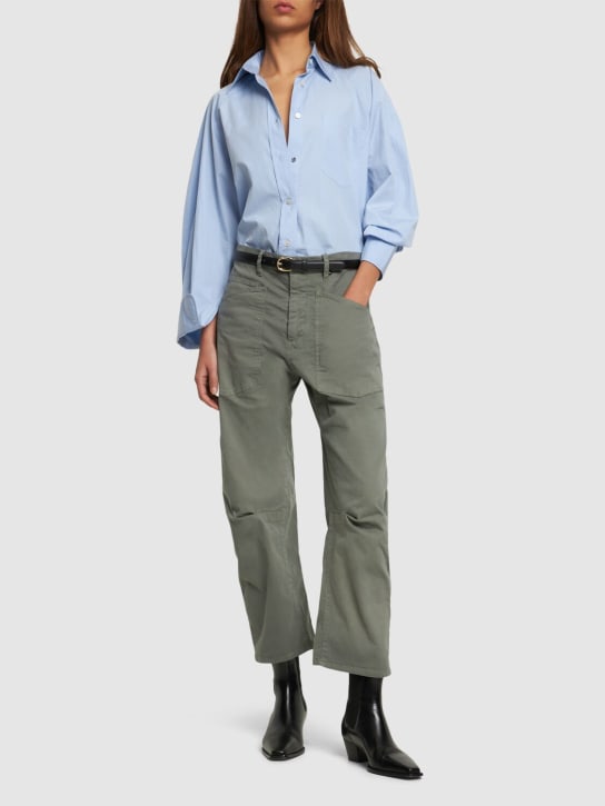Nili Lotan: Shon cotton carpenter pants - Admiral Green - women_1 | Luisa Via Roma