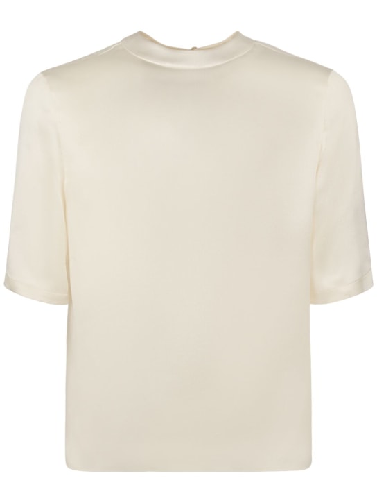 Saint Laurent: Silk crepe t-shirt - Craie - men_0 | Luisa Via Roma