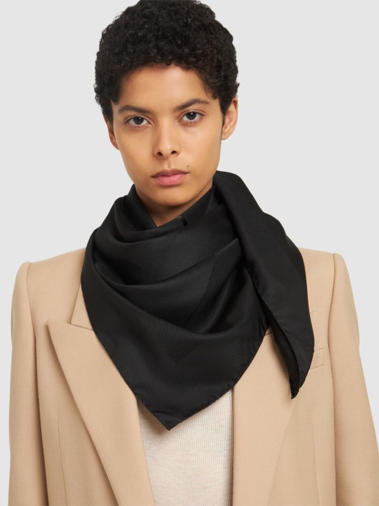 Saint Laurent: Light silk jacquard scarf - Black - women_1 | Luisa Via Roma