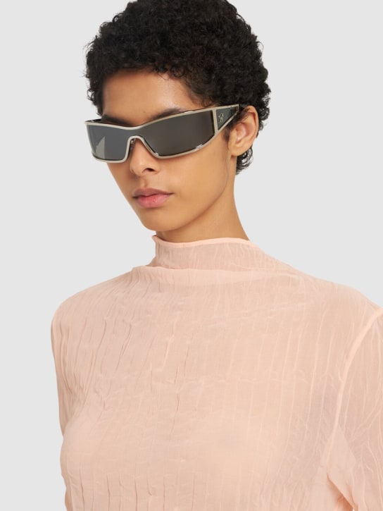 Blumarine: Slim mask acetate sunglasses - Silver/Mirror - women_1 | Luisa Via Roma