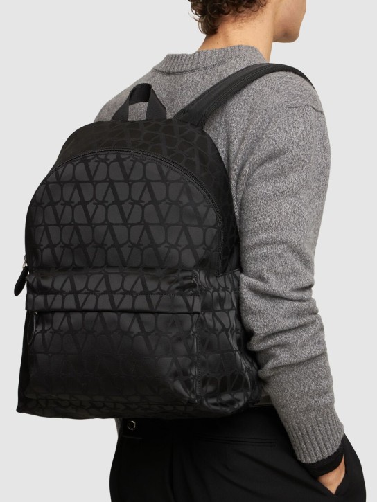 Valentino Garavani: Toile Iconographe nylon backpack - Black - men_1 | Luisa Via Roma