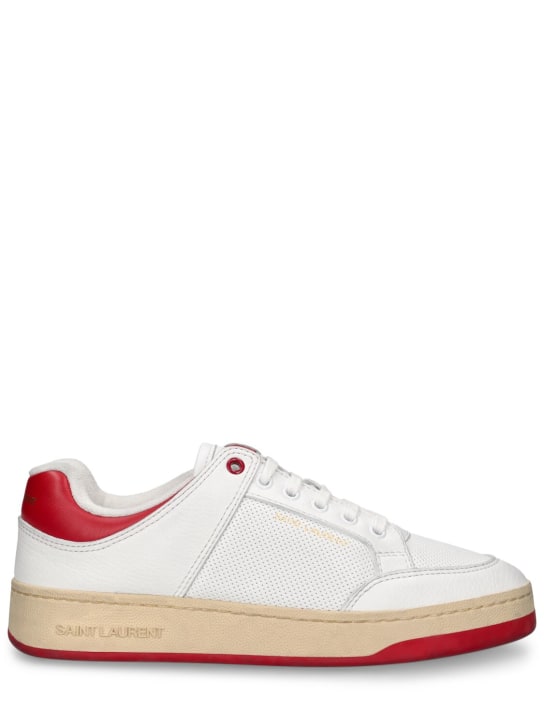 Saint Laurent: 20mm SL61 leather sneakers - White/Red - women_0 | Luisa Via Roma