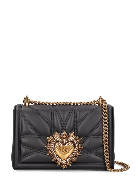 Dolce&Gabbana: Sac porté épaule en cuir Devotion - Noir - women_0 | Luisa Via Roma