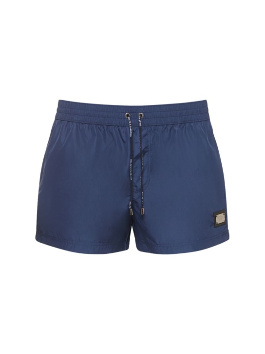 Dolce&Gabbana: Drawstring swim shorts - Blue Scuro - men_0 | Luisa Via Roma